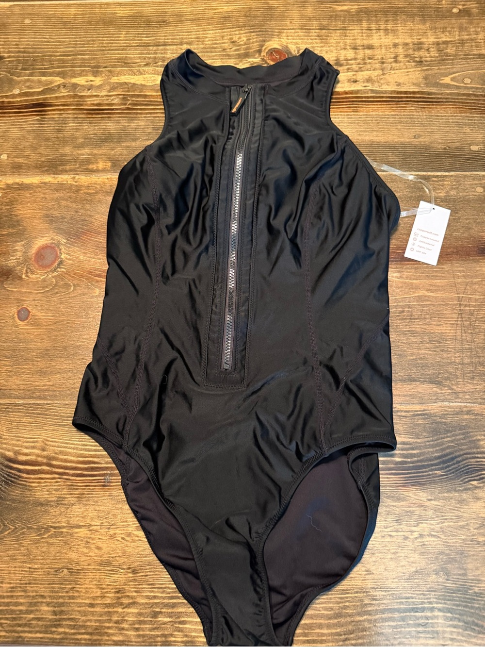 Coppersuit Black Front-Zip One-Piece Swimsuit